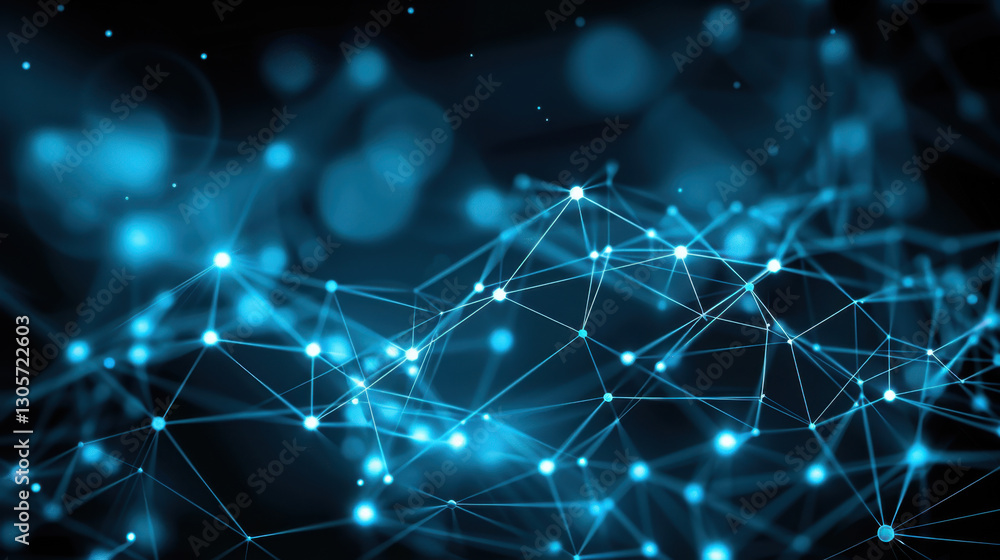 Aufkleber abstract digital network background with glowing blue nodes and connections, representing technology