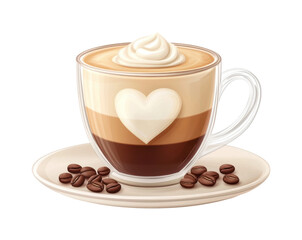 Creating heart-shaped latte art cozy coffee shop culinary delight warm atmosphere inviting view coffee craftsmanship isolated on transparent background