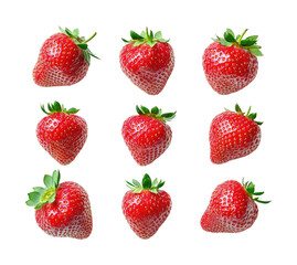 Fresh strawberries arrangement food eye-level natural beauty isolated on transparent background