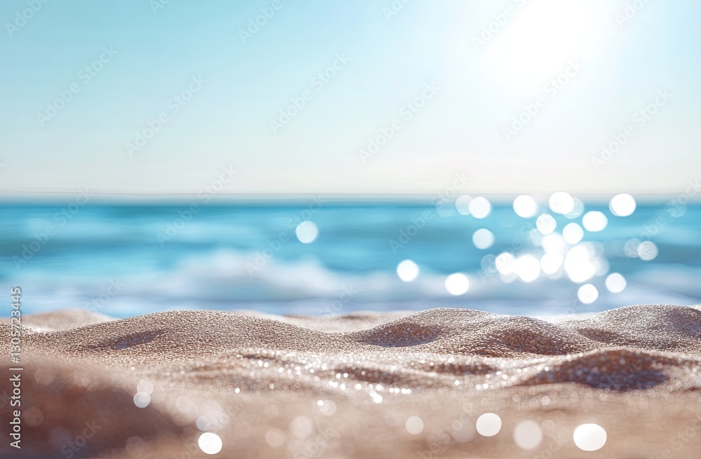Poster blurry tropical beach with bokeh sun light wave as an abstract background. an abstract background fe