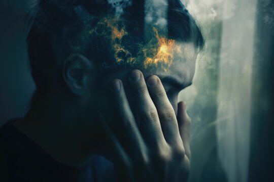 A person contemplating with their hand on their face.