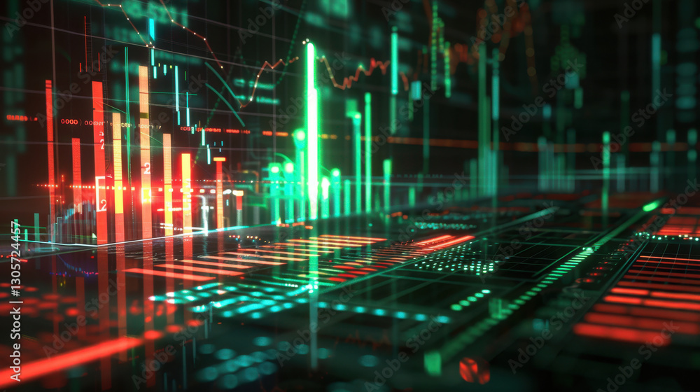 Poster digital data visualization with colorful graphs and charts