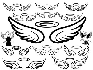 Wings Angel Aura Halo Cloud Heaven Prayer God Faith DIY Gift Doodle Clipart Shape