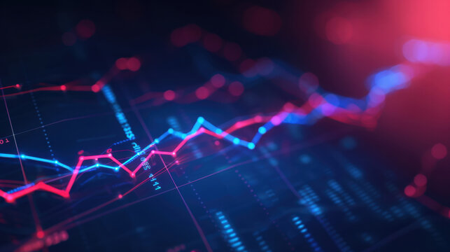 Visual representation of financial data with colorful graphs and charts