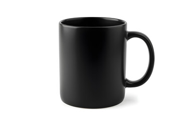 Elegant black ceramic coffee mug on a white background.