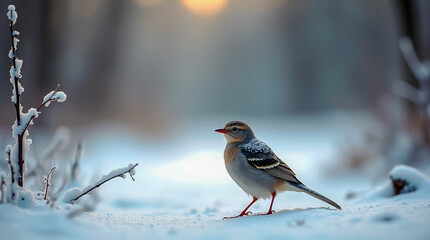 Fototapeta premium robin on snow