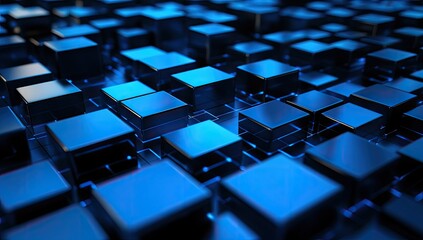 Dark Blue Cubic Grid Structure
