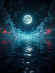 full moon over water