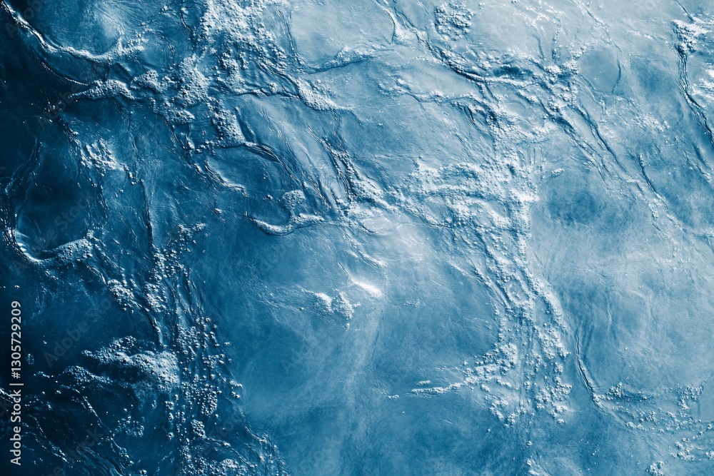 Poster abstract aerial view of a dark blue ocean surface with textured waves and patterns.