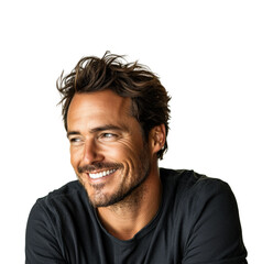 Obraz premium Smiling man portrait bright happiness concept isolated on transparent background