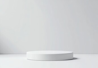 Showcase circular display platform minimalist studio product photography modern space eye-level view clean aesthetic
