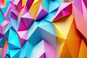 Obraz premium Colorful, Geometric, Abstract, Polygonal Wall