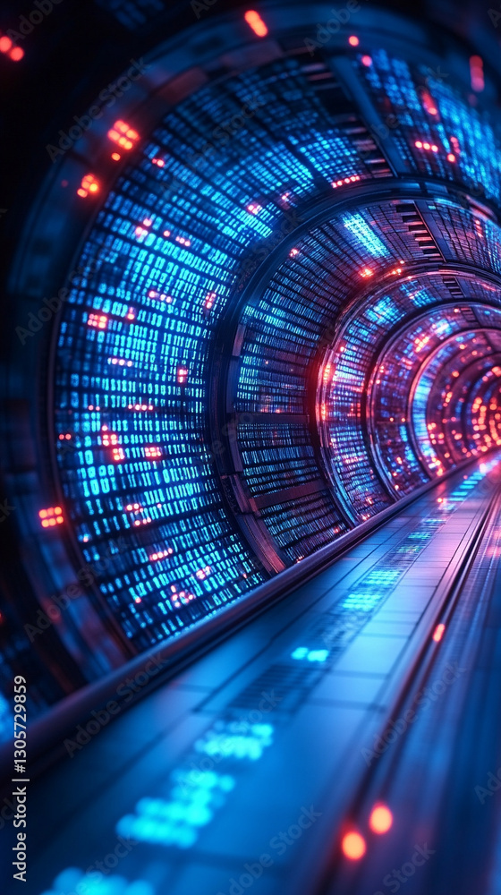 Poster digital stream in the big data field, symbolizing high-speed internet, global cyber digitalization, 
