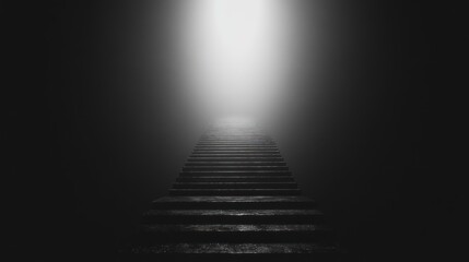 Obraz premium Mysterious Stairway to Light: A Monochromatic Journey