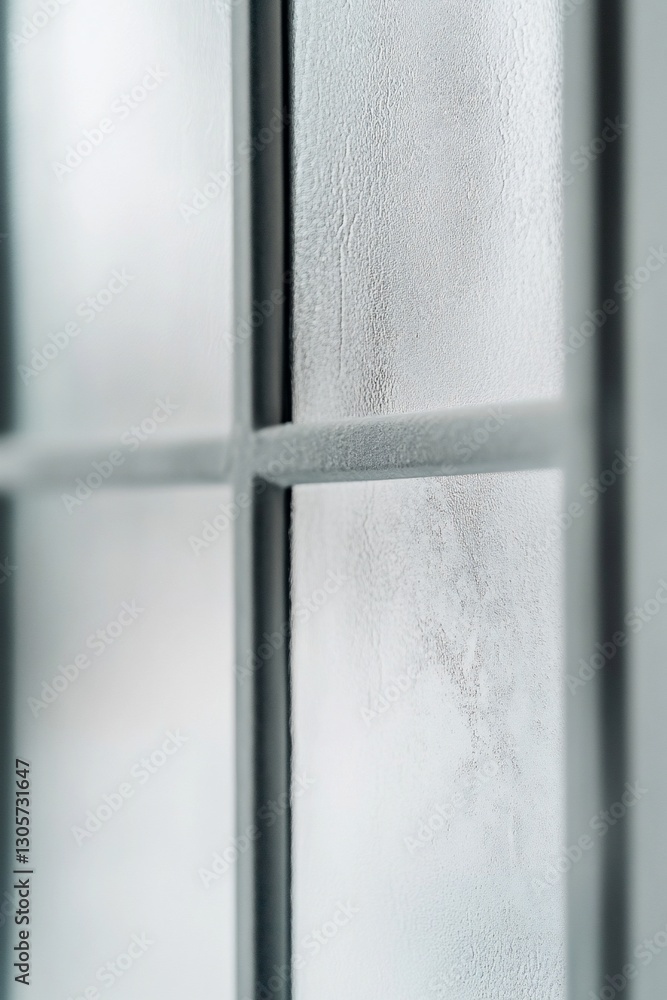 Poster close-up of frosted glass window pane with grid pattern.