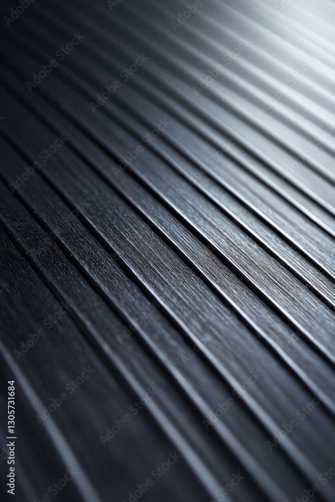 Poster close-up of parallel dark gray metallic lines converging at a vanishing point, showing texture and d