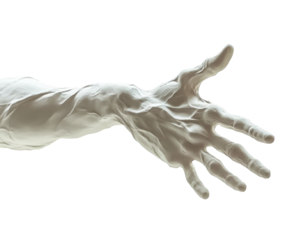 Dynamic gesture of a hand reaching out model view concept of connection isolated on transparent background