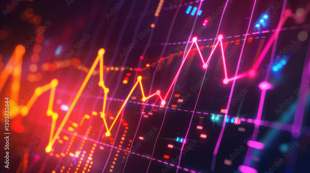 Poster visualize vibrant data trends with colorful graphs and charts. this showcases dynamic representation