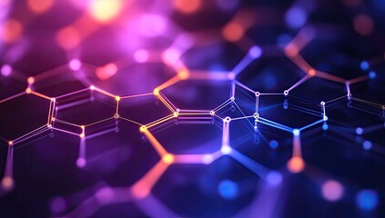Obraz premium Abstract honeycomb network, vibrant colors, digital art