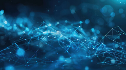 Obraz premium Abstract blue network background with glowing connections and dots, representing technology and data flow