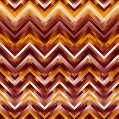 Warm pixel chevron pattern. Seamless, retro-inspired geometric design with warm pixelated tones. Perfect for digital art, prints, & more.