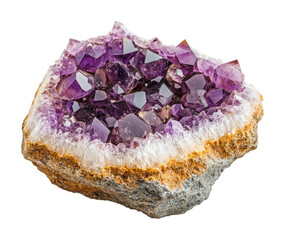 Amethyst geode discovery natural environment mineral specimen geological wonder view gemstone beauty isolated on transparent background