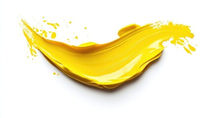 Yellow stroke of paint isolated on white background
