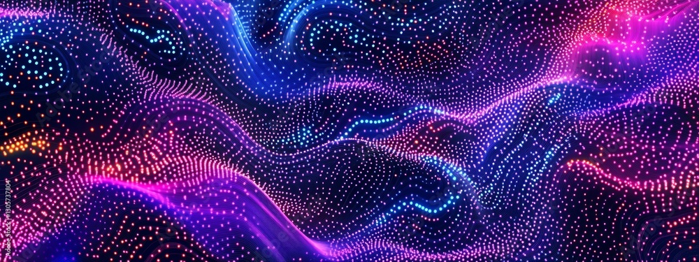 Poster abstract colorful particle wave background.