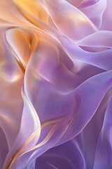 Obraz premium Abstract image of flowing purple and gold fabric with soft folds and light reflections.