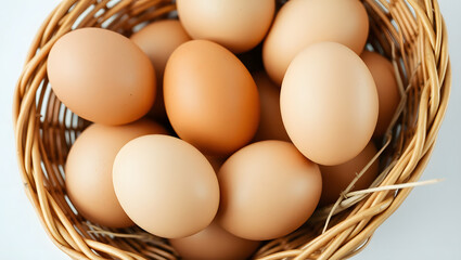 a basket filled with fresh, brown eggs. They are ready for cooking or baking.