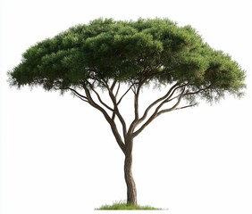 Umbrella-shaped tree isolated on white background.