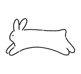 Jumping rabbit line art. Ink brush vector illustration isolated on the white background. Rabbit logo in minimalist style. Easter symbol 