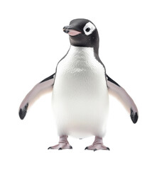 Playful penguin interacting with its environment antarctica animal icy landscape wildlife concept isolated on transparent background