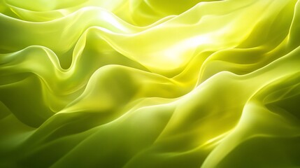 Obraz premium Abstract green silk fabric with soft waves and light.