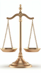 Golden scales of justice, white background, legal concept