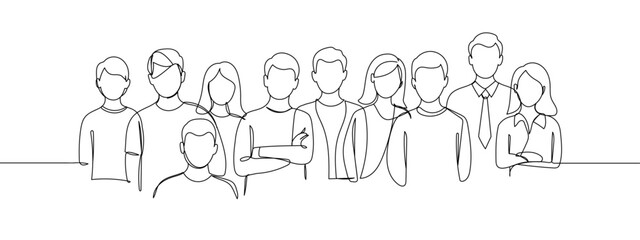 Continuous single line, group of people, management, cooperation, teamwork, company, business illustration line art vector illustration with transparent background editable stroke.