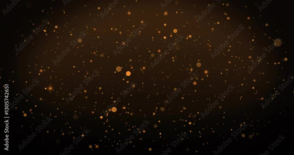Poster golden particles floating creating magical animation against dark background atmosphere