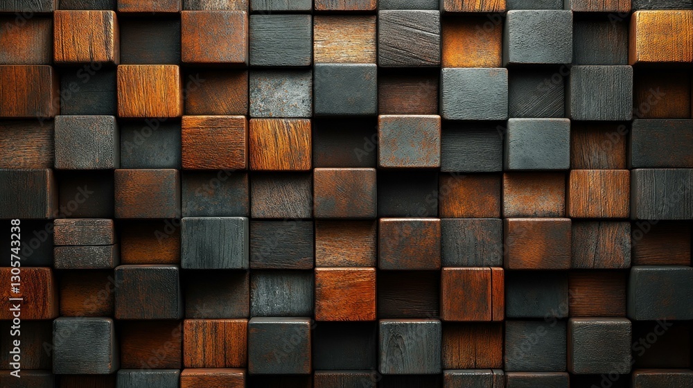 Poster transform your space with rustic wood texture 3d square block tiles that bring earthy tones and arti