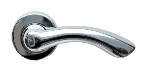 Polished door handle installation home product hardware design isolated on transparent background