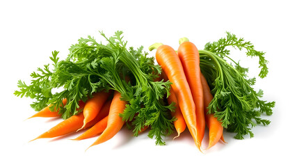 a close-up shot of fresh, vibrant carrots with their leafy green tops, showcasing the natural colors and textures
