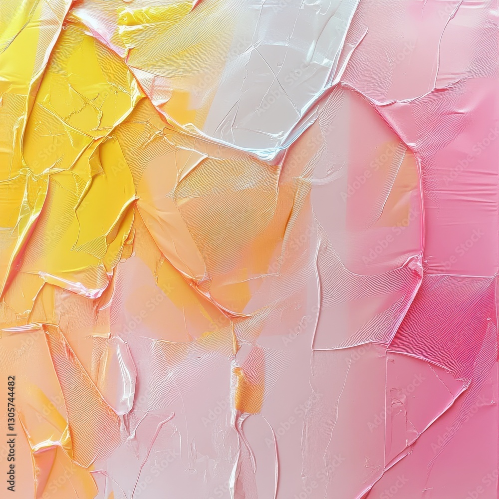 Poster abstract artwork with vibrant yellow and pink textures showcasing dynamic brush strokes and intricat