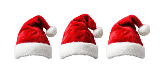 Festive celebration action red christmas hats holiday view joyful concept isolated on transparent background