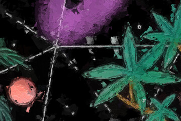 Various flowers, including roses, peonies, tulips, chrysanthemums, tigers, elephants, birds, and the beautiful scenery of the moon