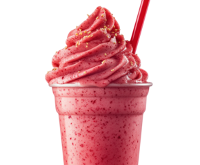 Indulge in refreshing strawberry milkshakes at local festivals sweet treats in a vibrant community perfect for hot summer days isolated on transparent background