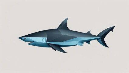 Fototapeta premium Geometric Shark Design: Abstract 3D Rendering of a Marine Predator with Sharp Edges and Angular