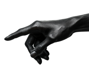 Dynamic gesture of a black hand pointing view concept isolated on transparent background