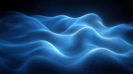 A light blue glowing abstract ray creates a dynamic spotlight wave on a dark, textured background, symbolizing innovation, energy, and modern design in a minimalist and creative context.

