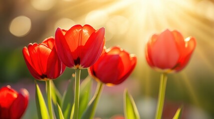 Beautiful tulip flower in Spring.