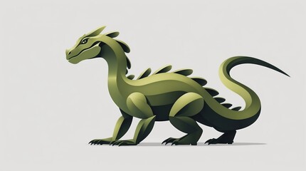 Fototapeta premium Stylized Green Dragon with Intricate Design, Perfect for Fantasy Art and Creative Projects