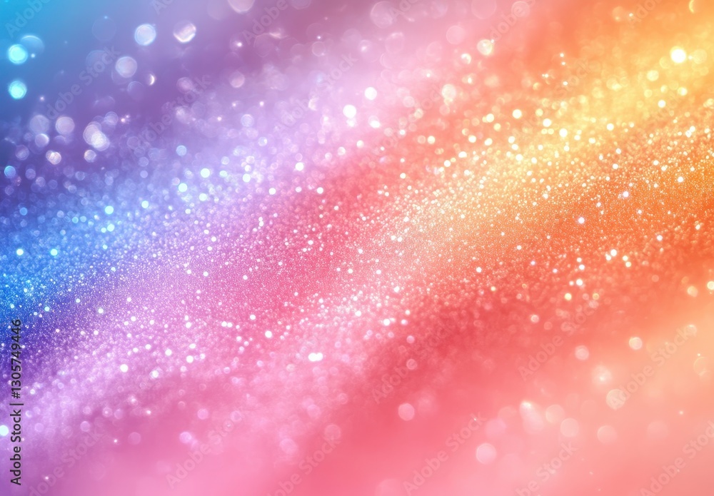 Poster abstract colorful background with glitter particles, bokeh lights and light refraction creating a vi